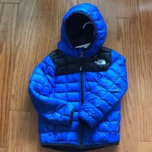 GUC The North Face Toddler Boy ThermoBall Hooded Jacket Sz 3T Blue Black